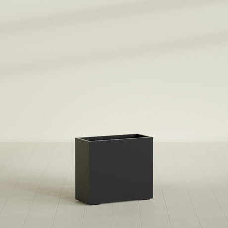 Potsdam Rectangular Planter in Matte Black, 36"L × 16"D × 32"H, shown empty