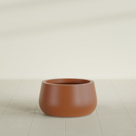 Short Hayden Bowl Planter in Matte Terra Cotta, 16"D × 8"H, shown empty