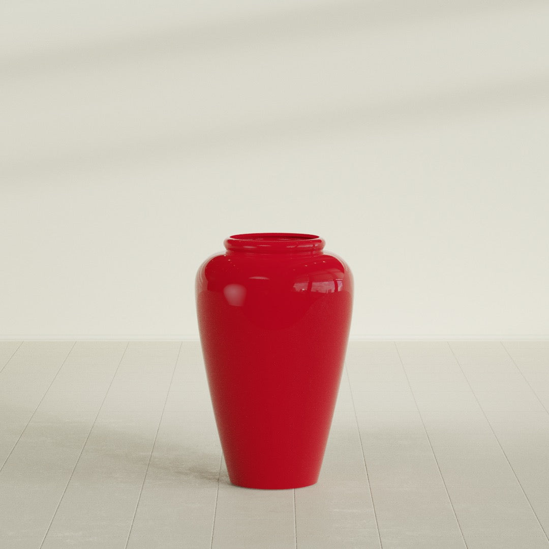 Barà Jar Planter in Gloss Red, 20"D × 31"H, shown empty