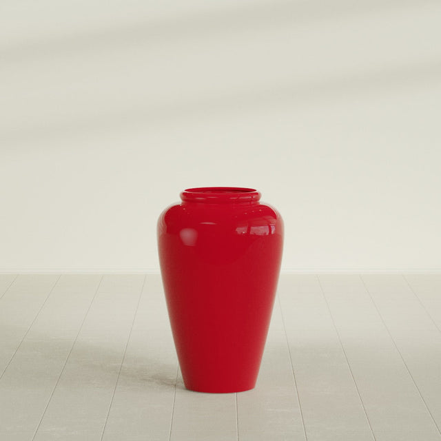 Barà Jar Planter in Gloss Red, 20"D × 31"H, shown empty