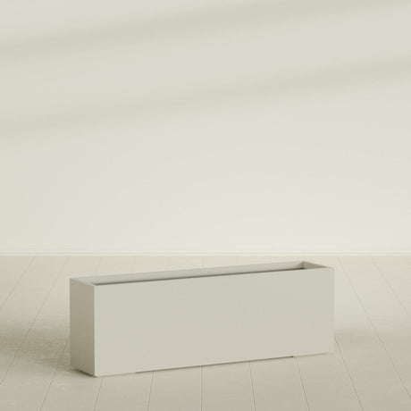 Tolga Rectangular Planter in Satin Beige, 72"L × 16"D × 24"H, shown empty