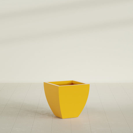 Lima Tapered Square Planter in Gloss Saffron, 20", shown empty