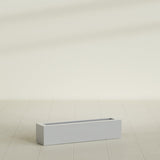 Salon Box Planter in Metallic Silver, 36" Long, shown empty