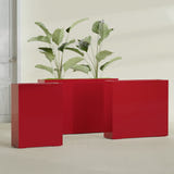 Amesbury Narrow Rectangular fiberglass planter in Gloss Red, size range, in a sunlit interior