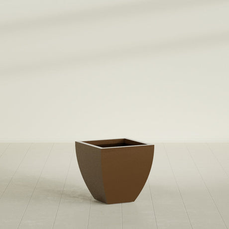 Lima Tapered Square Planter in Metallic Bronze, 20", shown empty