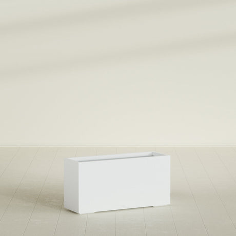 Tolga Rectangular Planter in Matte Bright White, 48"L × 16"D × 24"H, shown empty