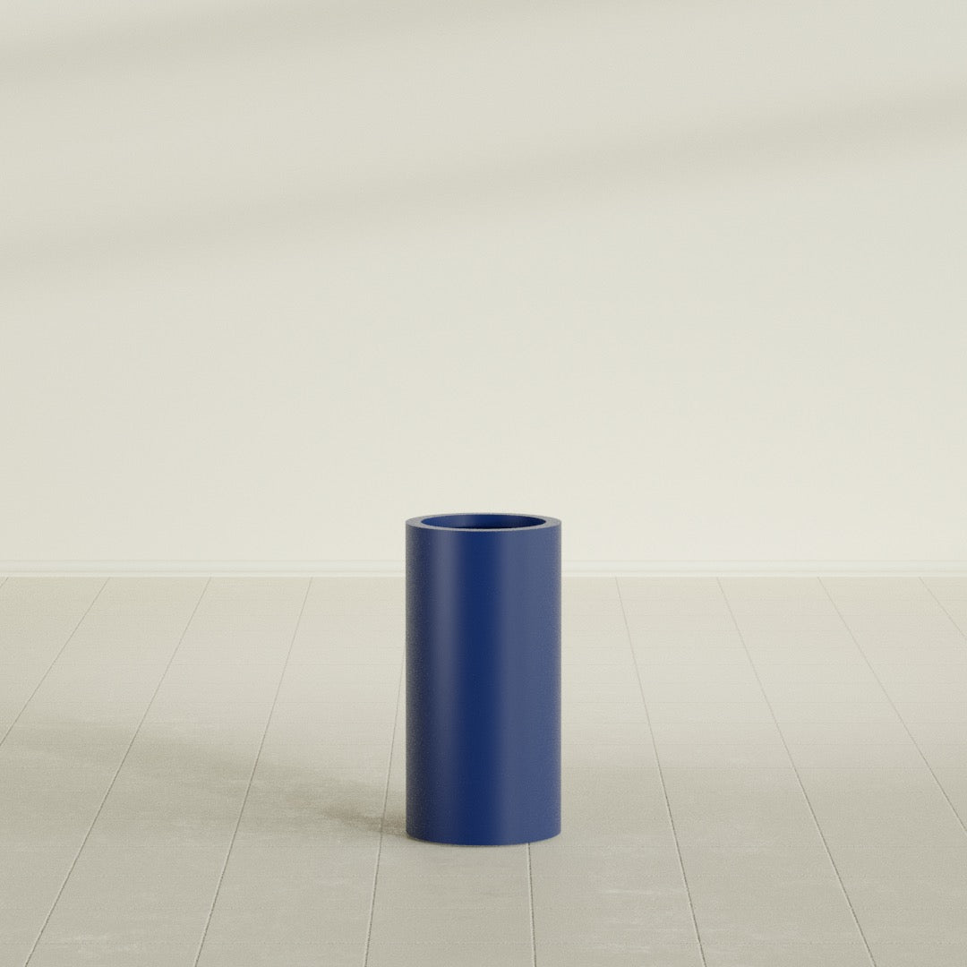 Corry Cylinder Planter in Matte Cobalt Blue, 10"D × 20"H, shown empty