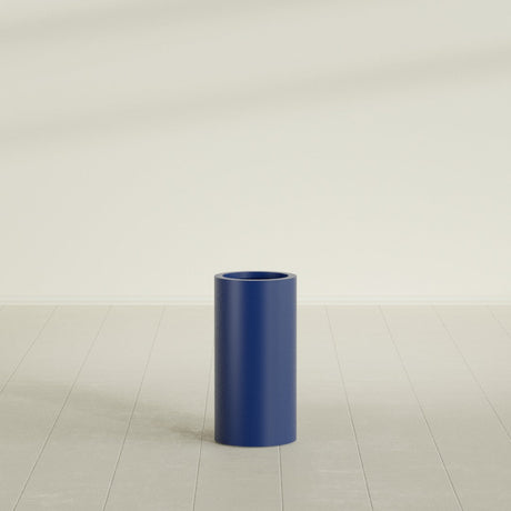 Corry Cylinder Planter in Matte Cobalt Blue, 10"D × 20"H, shown empty