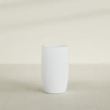 Lisbon tall round tapered fiberglass planter in Gloss Bright White, 18 in diameter, 32 in high, shown empty