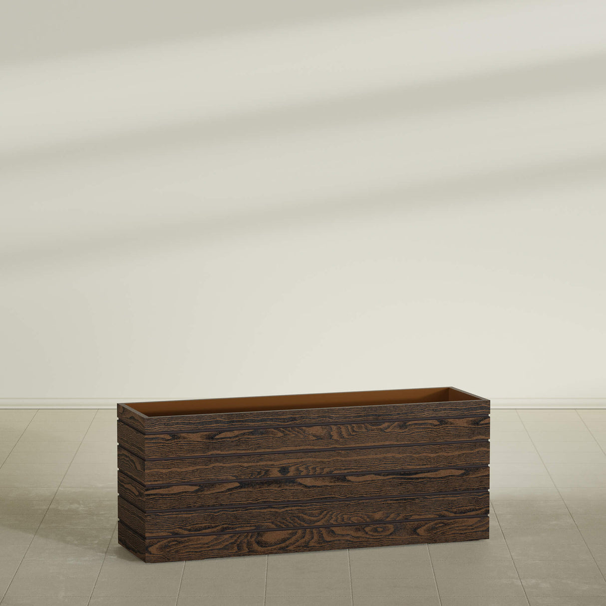 Siena rectangular fiberglass planter, 60"L × 17"D × 24"H