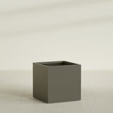 Montroy Cube Planter in Matte Bronze, 40", shown empty