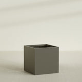 Montroy Cube Planter in Matte Bronze, 40", shown empty