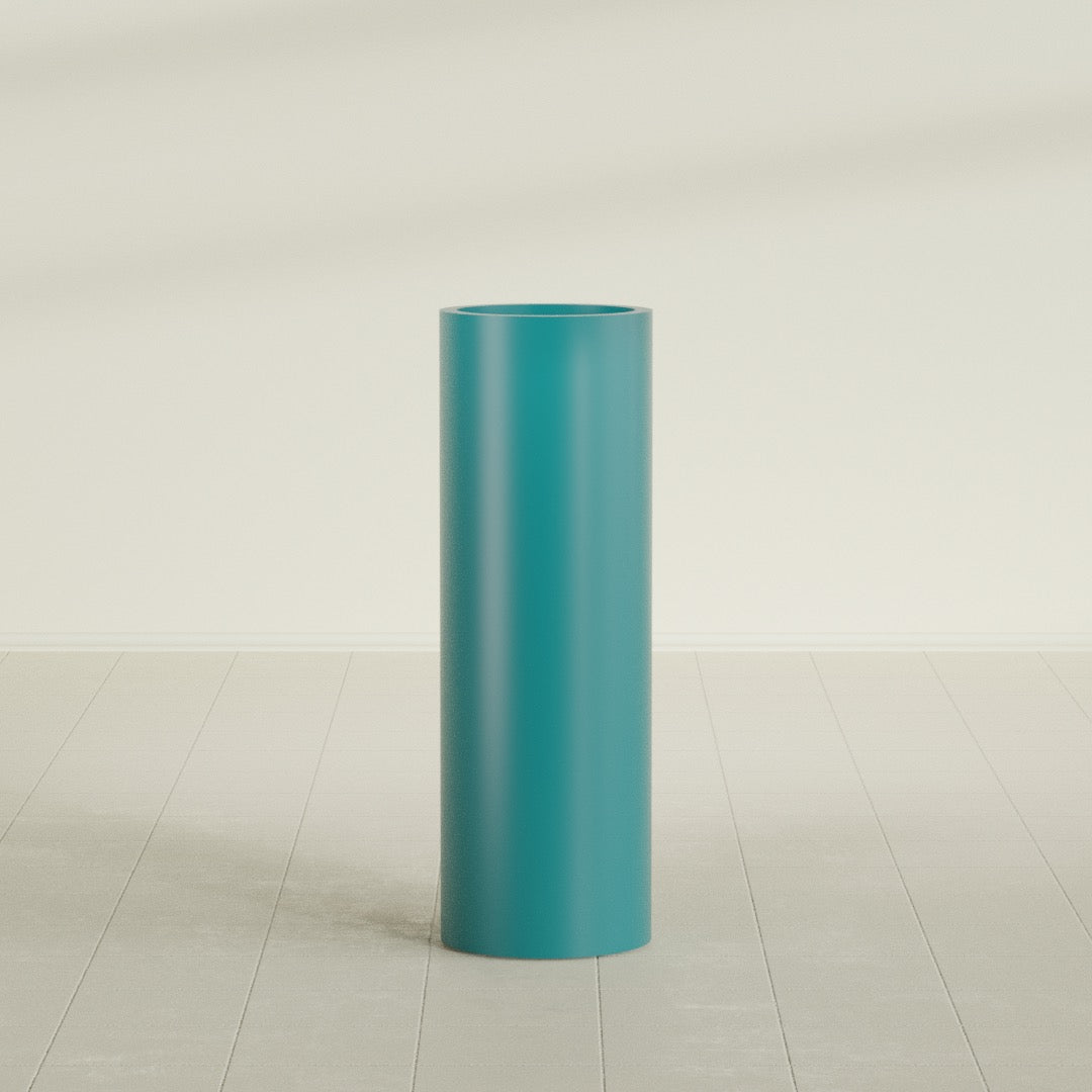 Corry Cylinder Planter in Satin Seafoam Green, 12"D × 36"H, shown empty