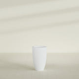 Brannan Tapered Round Planter in Gloss Bright White, 18"D × 29"H, shown empty
