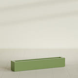 Salon Box Planter in Satin Green, 48" Long, shown empty