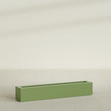 Salon Box Planter in Satin Green, 48" Long, shown empty