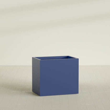 Brisbane Rectangular Planter in Matte Cobalt Blue, 36"L × 24"D × 32"H, shown empty
