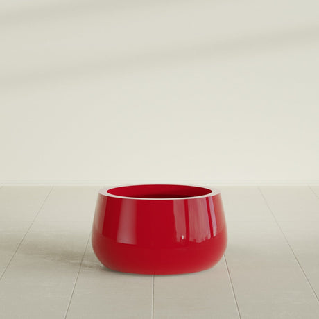 Short Hayden Bowl Planter in Gloss Red, 16"D × 8"H, shown empty