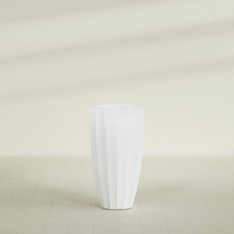 San Jose Tall Fluted Planter in Matte Bright White, 22"D × 40"H, shown empty