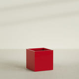 Montroy Cube Planter in Gloss Red, 32", shown empty