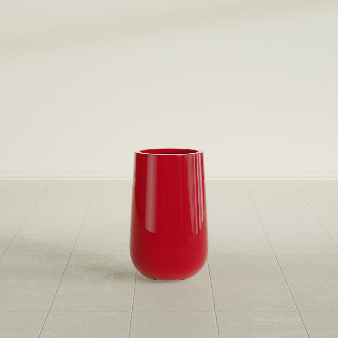 Hayden Urn Planter in Gloss Red, 18"Diam × 29"H, shown empty