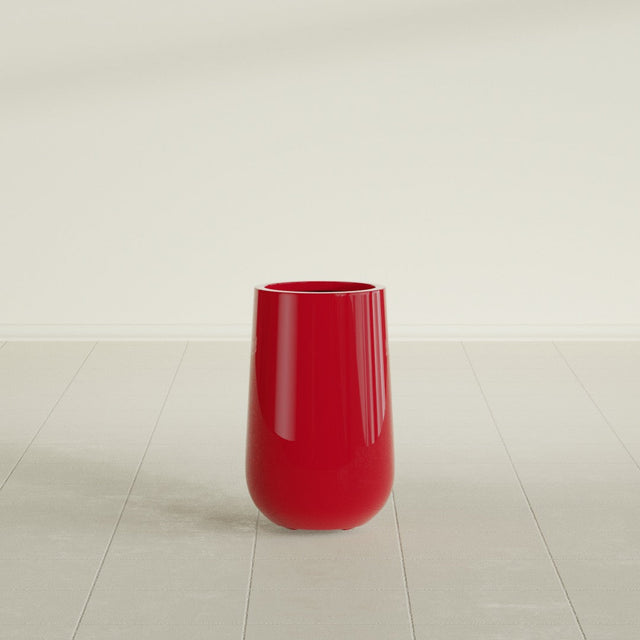 Hayden Urn Planter in Gloss Red, 18"Diam × 29"H, shown empty