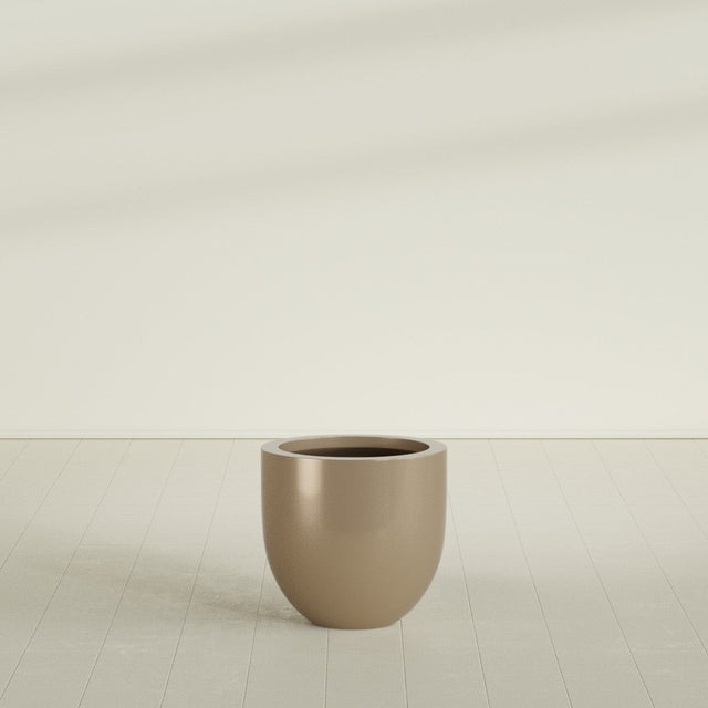 Alzira Bowl Planter in Gloss Metallic Gold, 23"D × 22"H, shown empty