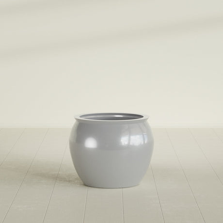 Shanghai Fishbowl Planter in Metallic Silver, 22", shown empty
