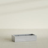 Antwerp Rectangular Planter in Metallic Silver, 48"L × 24"D × 12"H, shown empty