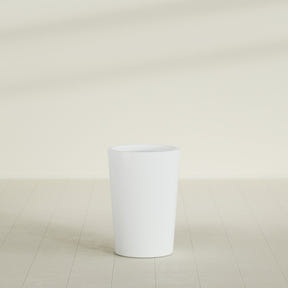 Tegel Round Tapered Planter in Matte Bright White, 18"D × 26"H, shown empty
