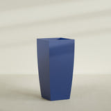 Toulan Tapered Square Planter in Matte Cobalt Blue, 28"W × 60"H, shown empty