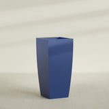 Toulan Tapered Square Planter in Matte Cobalt Blue, 28"W × 60"H, shown empty