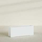 Miami Narrow Rectangular Planter in Matte Bright White, 48"L × 12"D × 18"H, shown empty