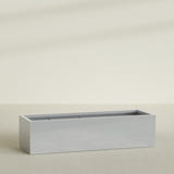 Torino Wide Rectangular Planter in Metallic Silver, 72"L × 24"D × 18"H, shown empty