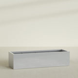 Torino Wide Rectangular Planter in Metallic Silver, 72"L × 24"D × 18"H, shown empty