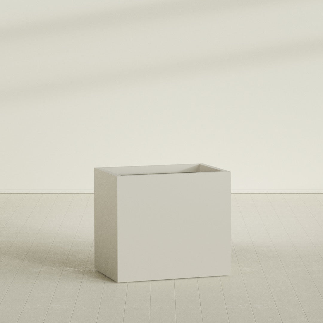Brisbane Rectangular Planter in Satin Beige, 36"L × 24"D × 32"H, shown empty
