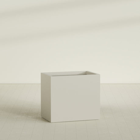 Brisbane Rectangular Planter in Satin Beige, 36"L × 24"D × 32"H, shown empty