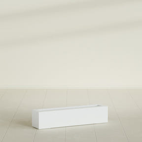 Salon Box Planter in Matte Bright White, 36" Long, shown empty