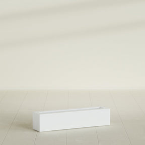 Salon Box Planter in Matte Bright White, 36" Long, shown empty