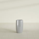 Lisbon tall round tapered fiberglass planter in Metallic Silver, 14 in diameter, 25 in high, shown empty