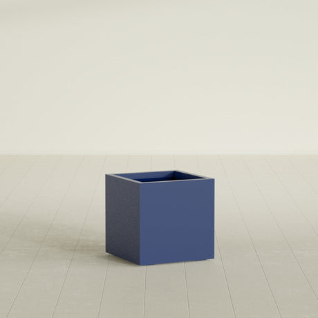 Montroy Cube Planter in Matte Cobalt Blue, 20", shown empty