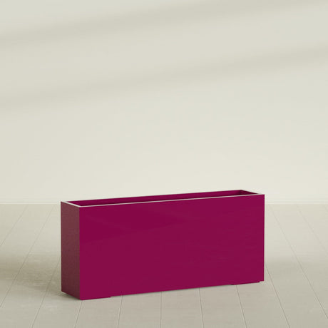 Potsdam Rectangular Planter in Gloss Eggplant, 72"L × 16"D × 32"H, shown empty