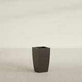 Toulan Tapered Square Planter in Matte Dark Brown, 12"W × 22"H, shown empty