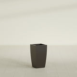 Toulan Tapered Square Planter in Matte Dark Brown, 12"W × 22"H, shown empty