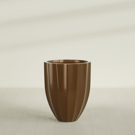 Alicante Fluted Planter in Metallic Bronze, 26"D × 32"H, shown empty