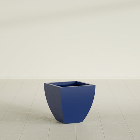 Lima Tapered Square Planter in Matte Cobalt Blue, 16", shown empty