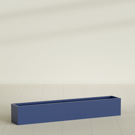Monaco Rectangle Planter in Matte Cobalt Blue, 44"L, shown empty