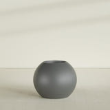 Globe Planter in Matte Gunmetal, 30"D × 24"H, shown empty