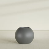 Globe Planter in Matte Gunmetal, 30"D × 24"H, shown empty