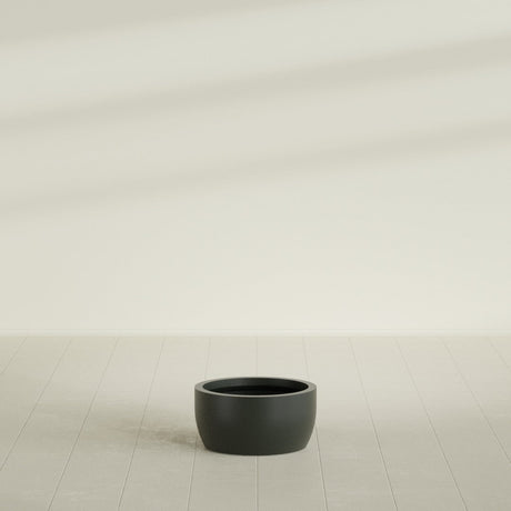 Casablanca Bowl Planter in Matte Charcoal, 20"D × 10"H, shown empty